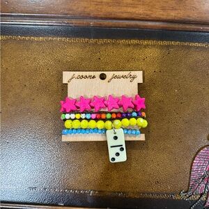 J.coons- Domino Multicolor Beaded Bracelet Set-4 Strands